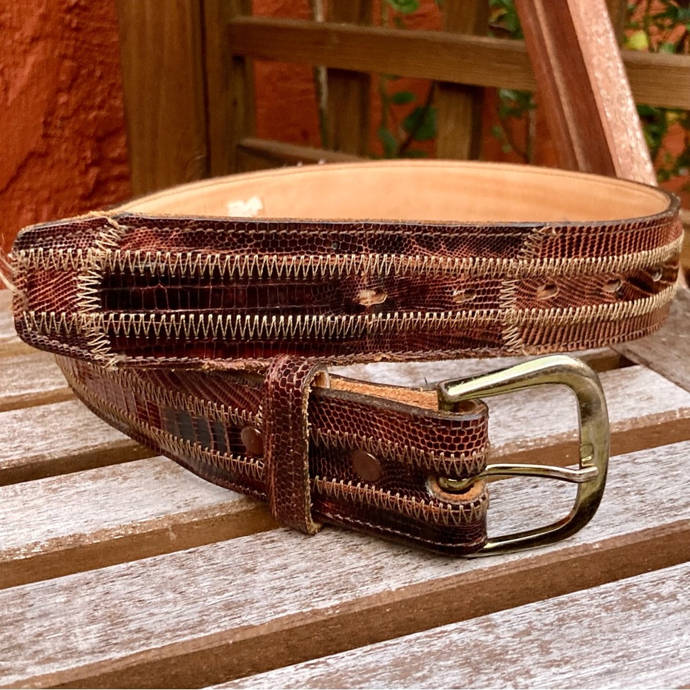 Vintage 1970s Nocona Lizard Skin Belt, women’s XS